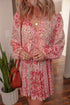 Bohemian Mixed Floral Print Tassel Tie Flowy Mini Dress